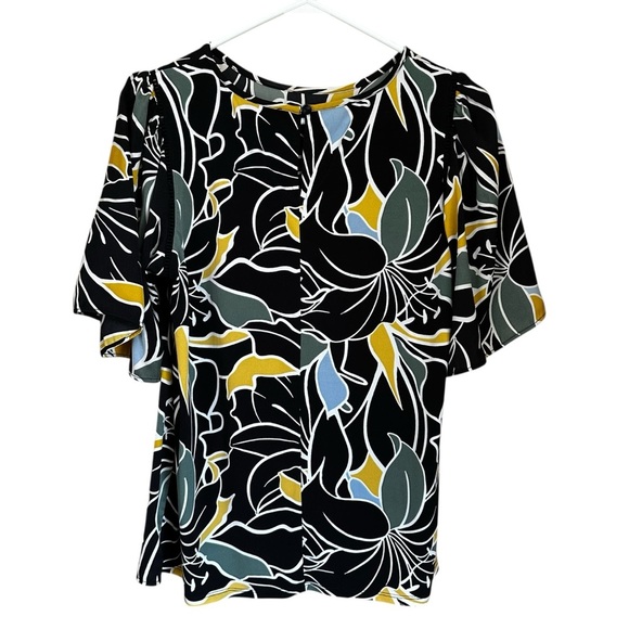 Ann Taylor Factory Tropical Floral Bell Sleeve Blouse S - Picture 8 of 11